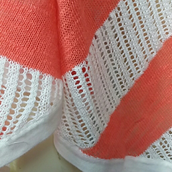 Chico's Coral striped loose knit poncho one size - Picture 9 of 9